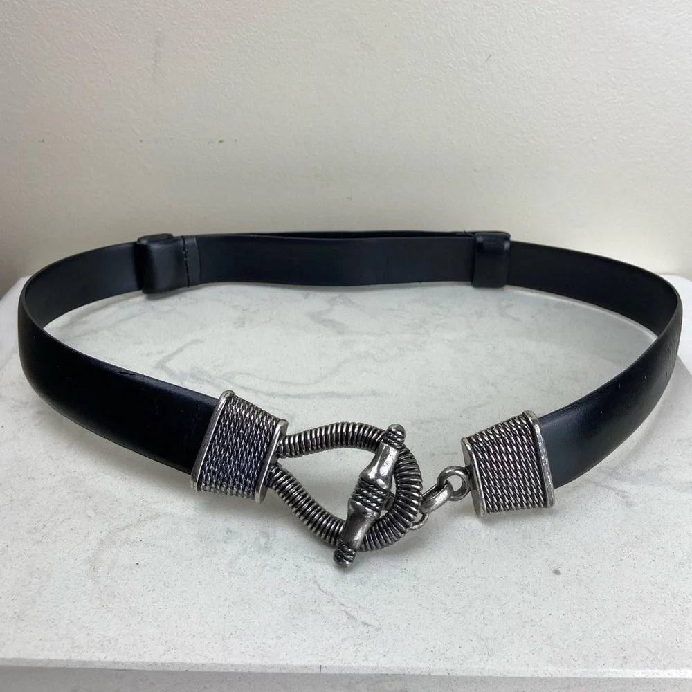 CIPRIANI SILVER HOOK LEATHER BELT